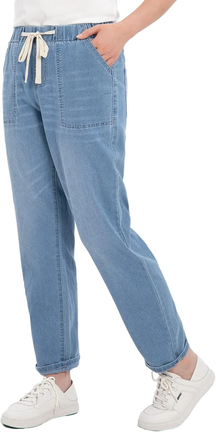 ThCreasa Женские джинсы с эластичным поясом и шнурком
ThCreasa Женские джинсы с эластичным поясом и шнурком