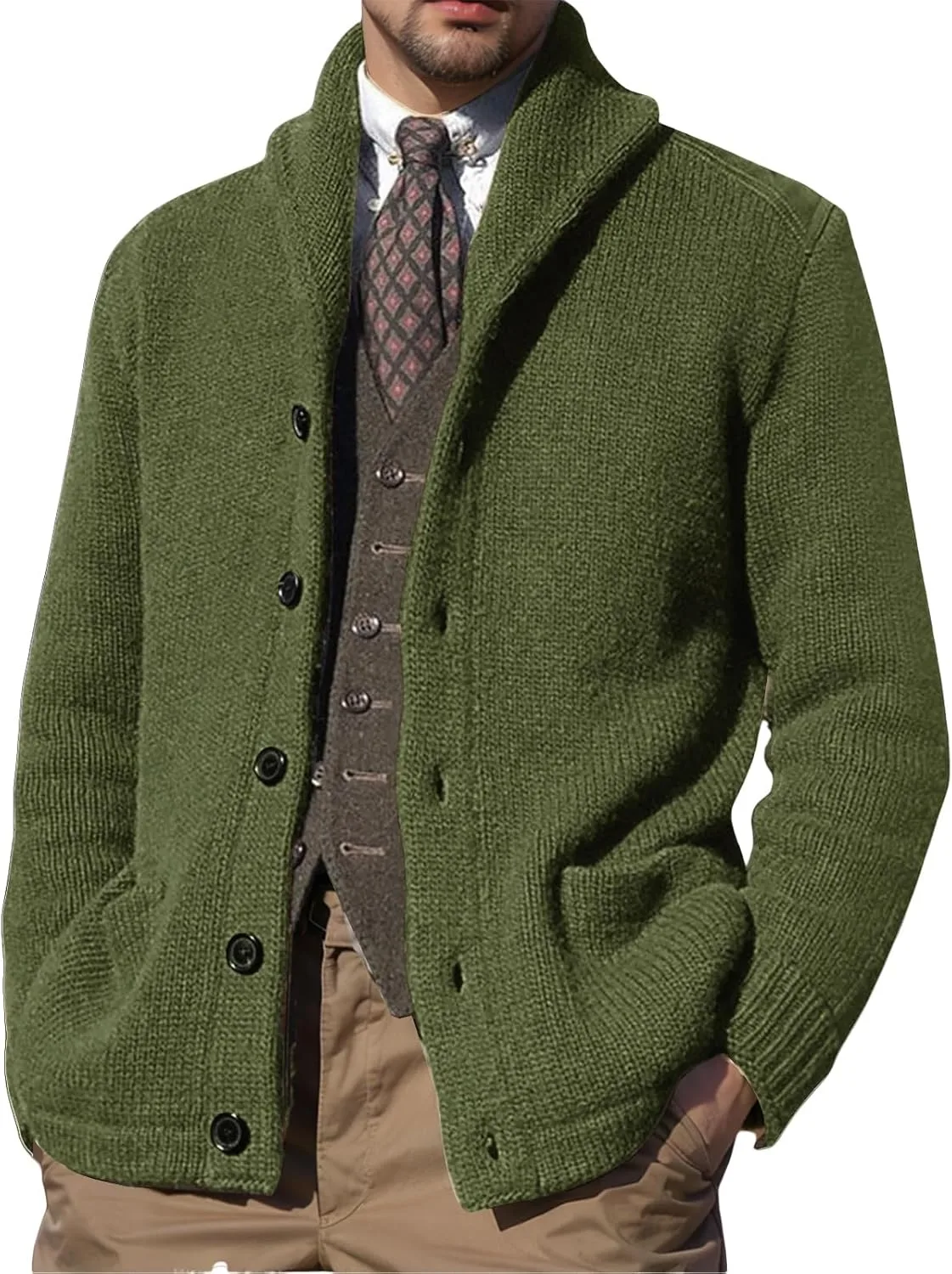 Мужской кардиган с воротником шаль и длинными рукавами XDFVC
Мужской кардиган с воротником шаль и длинными рукавами XDFVC