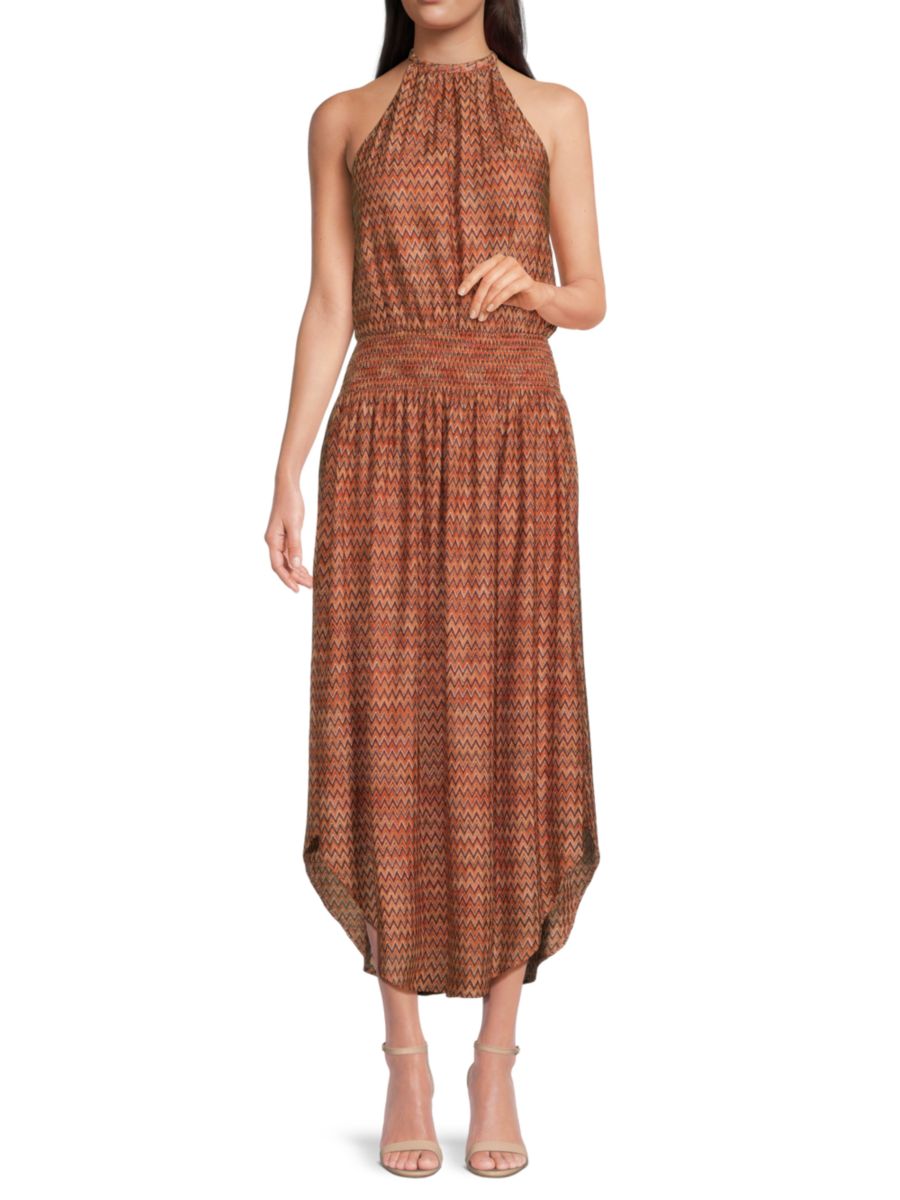 Платье миди Yamira Chevron со сборками Ramy Brook, коричневый 
Платье миди Yamira Chevron со сборками Ramy Brook, коричневый