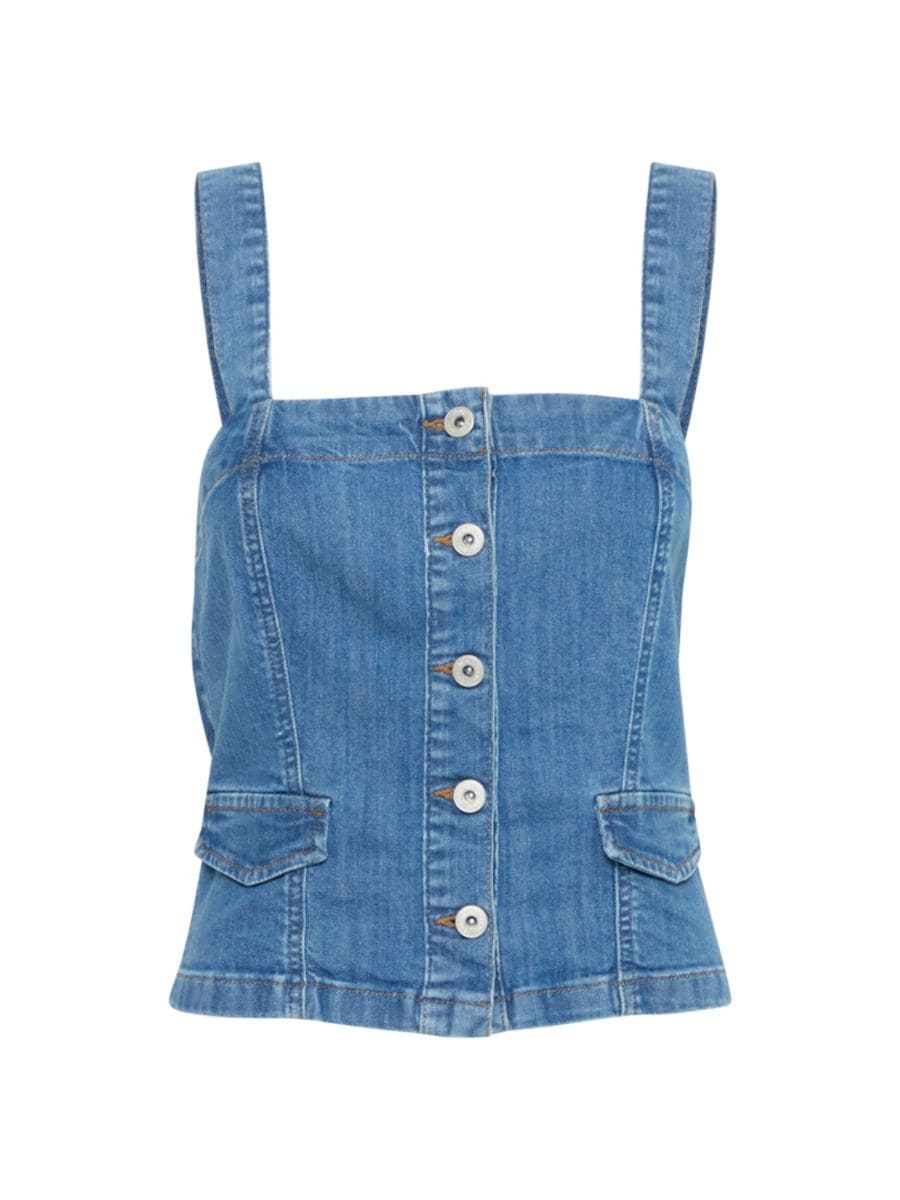 Майка из эластичного хлопкового денима ICHI, цвет Washed Blue
Майка из эластичного хлопкового денима ICHI, цвет Washed Blue