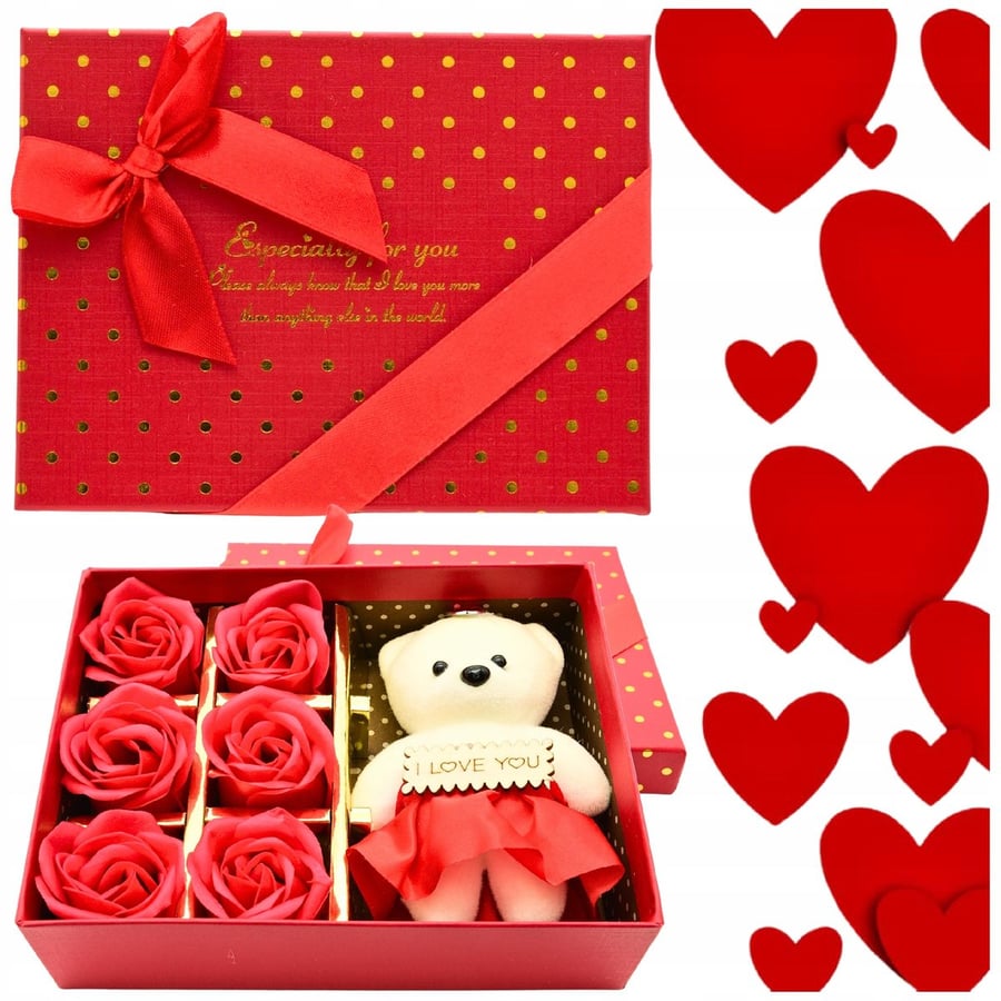 Цветочная коробка с мылом, цветочное мыло, цветы, розы + белый плюшевый мишка DROBIAZGARNIA
Цветочная коробка с мылом, цветочное мыло, цветы, розы + белый плюшевый мишка DROBIAZGARNIA