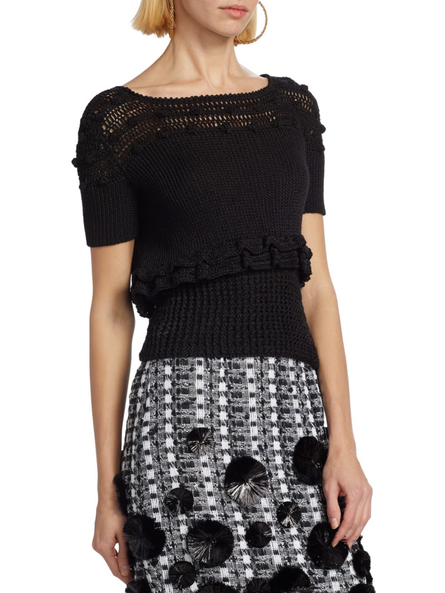 Женственный вязаный крючком топ из хлопка Frederick Anderson, черный
Женственный вязаный крючком топ из хлопка Frederick Anderson, черный