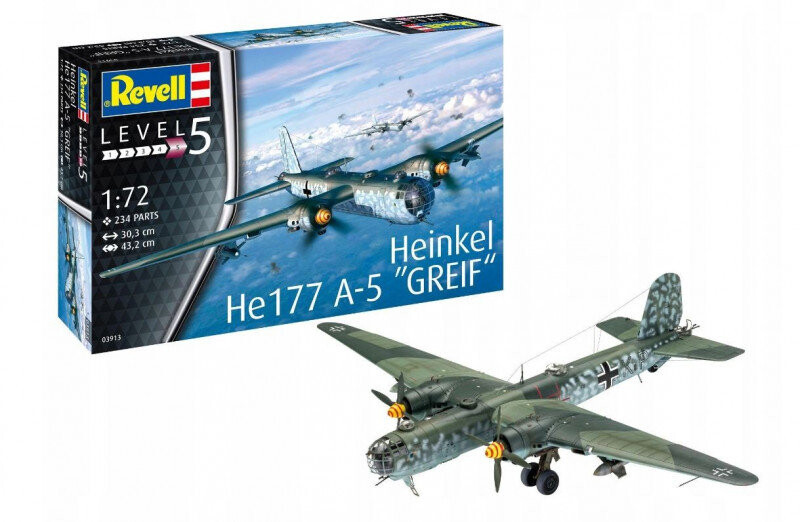 Revell, Heinkel He177 A-5 Greif, Модельный комплект, 12+
Revell, Heinkel He177 A-5 Greif, Модельный комплект, 12+