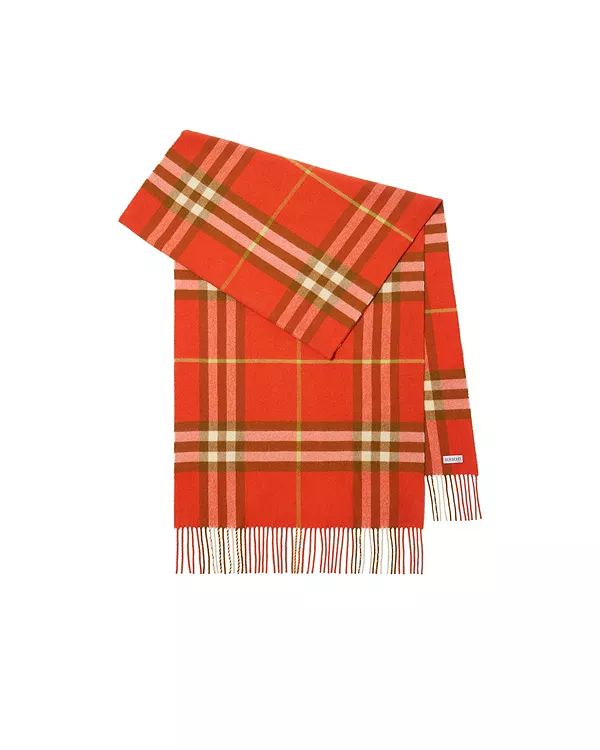 Широкий клетчатый кашемировый шарф Burberry, оранжевый
Широкий клетчатый кашемировый шарф Burberry, оранжевый