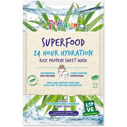 Биоразлагаемая бамбуковая тканевая маска Superfood Intense Hydration с рисовым протеином для питания кожи — идеально подходит для всех типов кожи, 7Th Heaven
Биоразлагаемая бамбуковая тканевая маска Superfood Intense Hydration с рисовым протеином для питания кожи — идеально подходит для всех типов кожи, 7Th Heaven