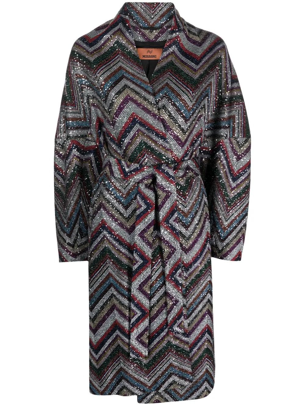 Пальто Zigzag с пайетками и поясом Missoni, зеленый
Пальто Zigzag с пайетками и поясом Missoni, зеленый