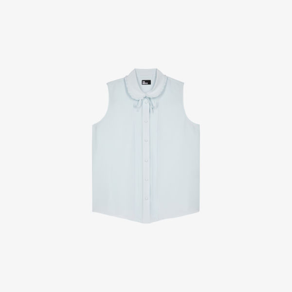 Рубашка шелковая The Kooples с воротником и галстуком, голубой
Рубашка шелковая The Kooples с воротником и галстуком, голубой