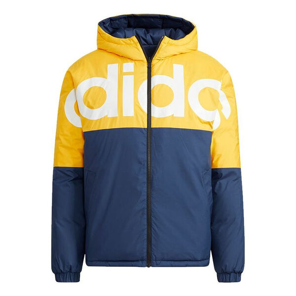 Пуховик adidas neo M Dwn Rev Jkt Colorblock Large Logo Sports Stay Warm Reversible hooded down Jacket Gold Color, желтый 
Пуховик adidas neo M Dwn Rev Jkt Colorblock Large Logo Sports Stay Warm Reversible hooded down Jacket Gold Color, желтый