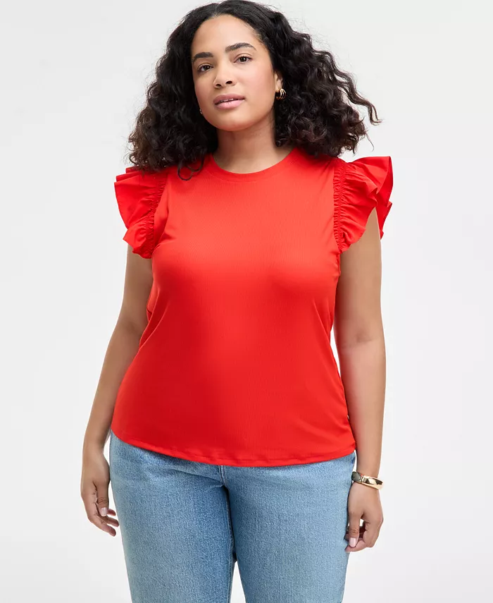 Модный плюс-сайз топ с круглым вырезом и рукавами-крылышками On 34th, красный
Модный плюс-сайз топ с круглым вырезом и рукавами-крылышками On 34th, красный