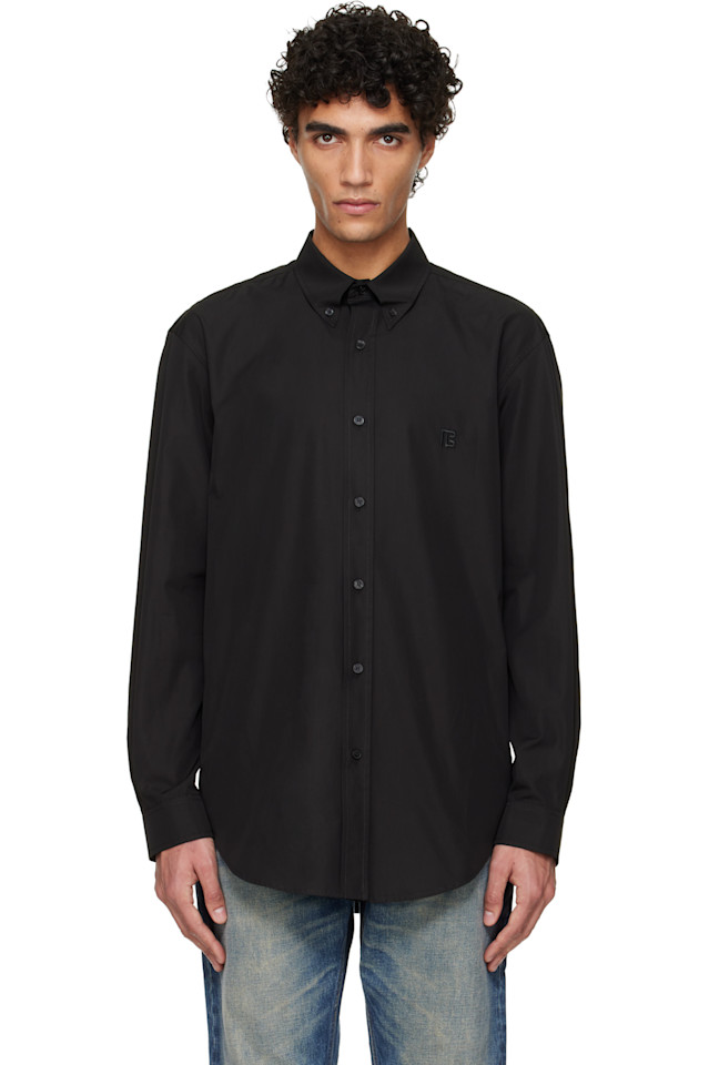 Хлопковая поплиновая рубашка Balmain, черный
Хлопковая поплиновая рубашка Balmain, черный
