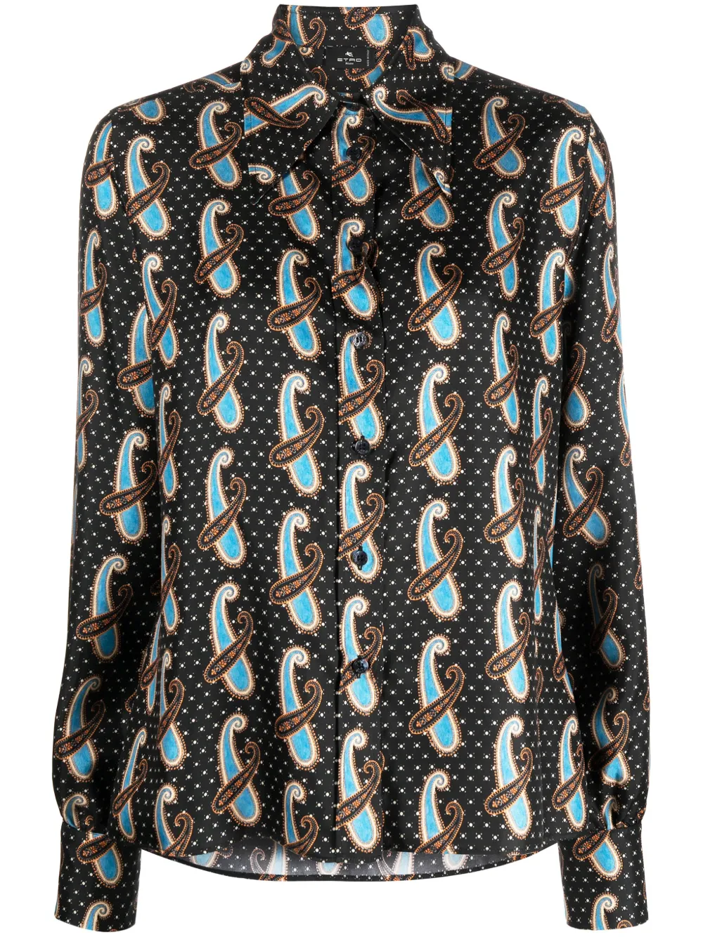 Шелковая рубашка с принтом пейсли ETRO, черный 
Шелковая рубашка с принтом пейсли ETRO, черный