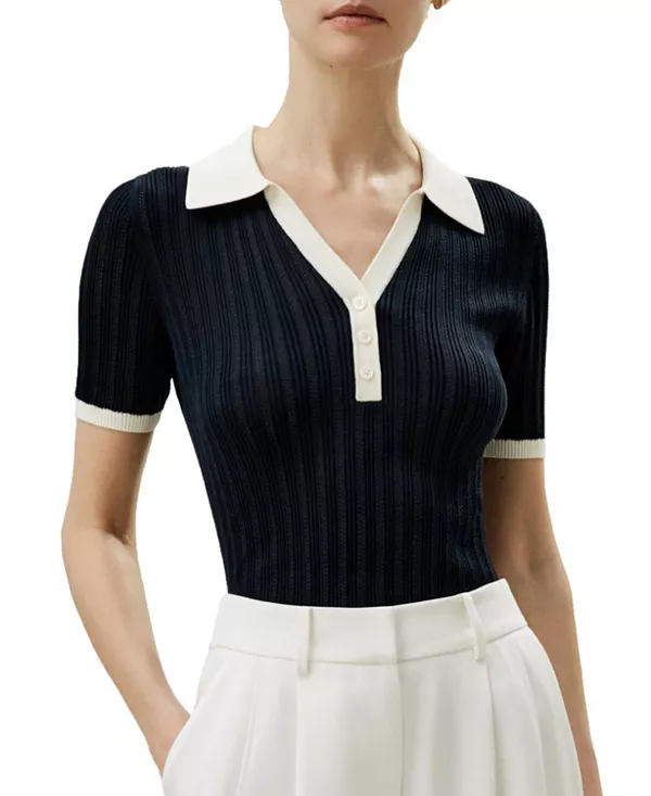 Трикотажный топ из ребристой ткани с V-образным вырезом Lilysilk, синий
Трикотажный топ из ребристой ткани с V-образным вырезом Lilysilk, синий