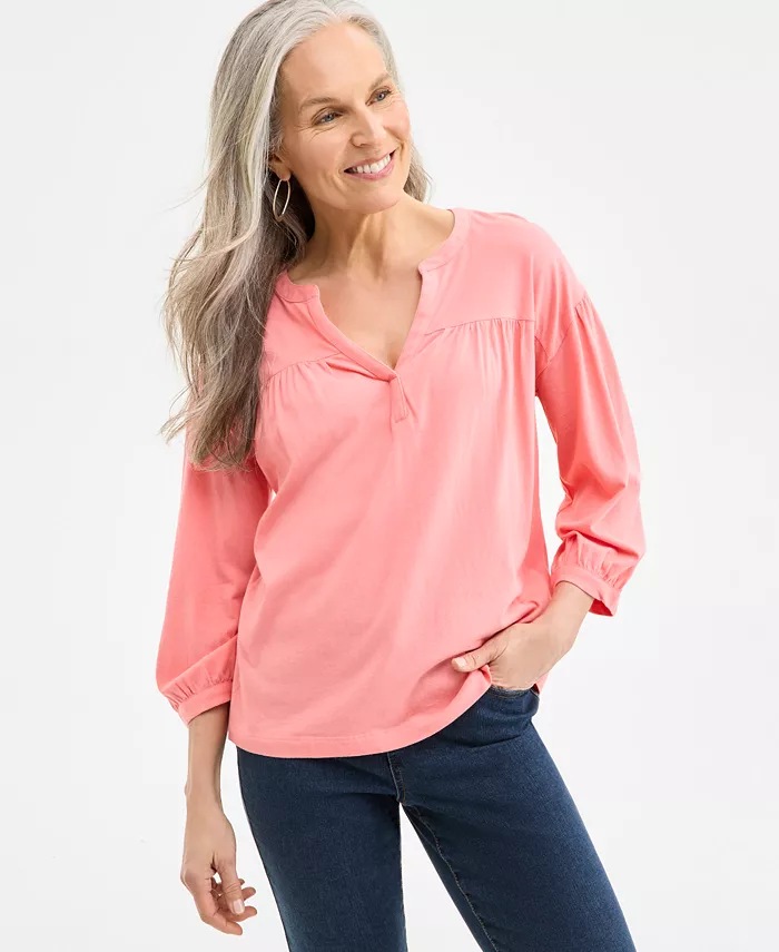 Женский топ с 3/4 рукава и разрезом на горловине Style & Co, розовый
Женский топ с 3/4 рукава и разрезом на горловине Style & Co, розовый