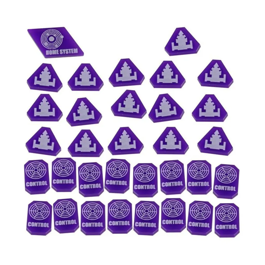 Набор жетонов командования и контроля — фиолетовый (33), Twilight Imperium 4th Edition Gaming Accessories (Litko Aerosystems)
Набор жетонов командования и контроля — фиолетовый (33), Twilight Imperium 4th Edition Gaming Accessories (Litko Aerosystems)