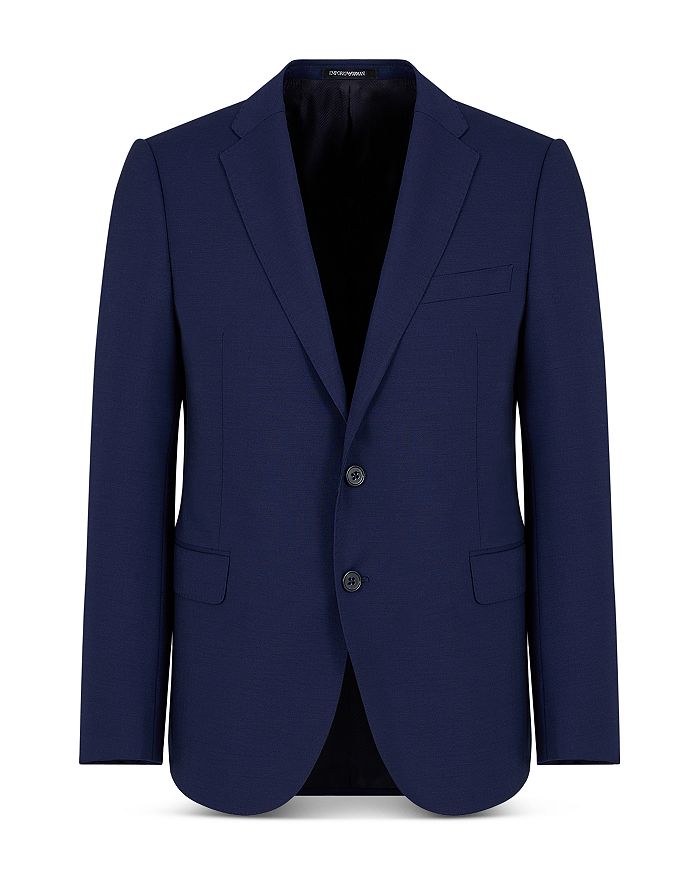 Узкий приталенный тропический пиджак из шерсти Emporio Armani, синий
Узкий приталенный тропический пиджак из шерсти Emporio Armani, синий