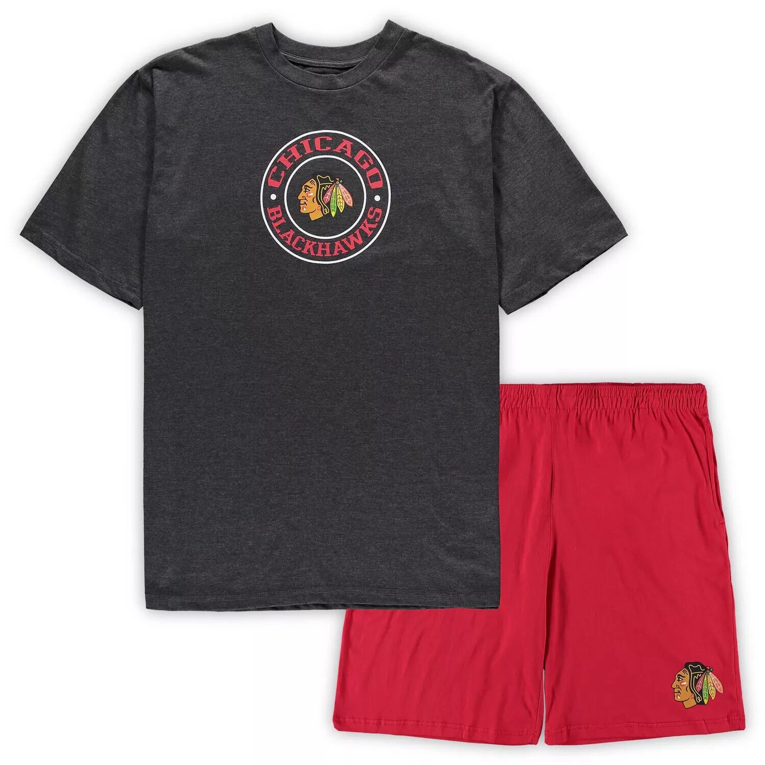 Мужская футболка Concepts Sport красная/темно-серая с надписью Chicago Blackhawks Big & Tall, комплект для сна и шорты
Мужская футболка Concepts Sport красная/темно-серая с надписью Chicago Blackhawks Big & Tall, комплект для сна и шорты