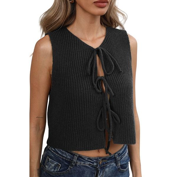 Женский вязаный жилет с завязкой спереди в стиле y2k для пляжного отдыха Yesfashion, Black
Женский вязаный жилет с завязкой спереди в стиле y2k для пляжного отдыха Yesfashion, Black