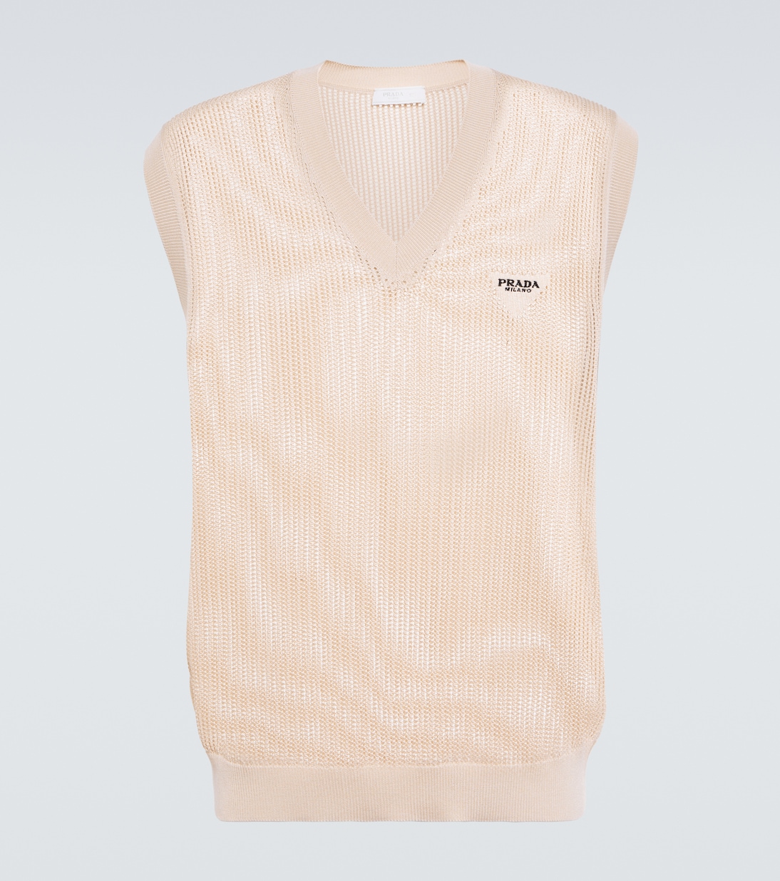 Шелковый и хлопковый сетчатый жилет Prada, Naturale
Шелковый и хлопковый сетчатый жилет Prada, Naturale