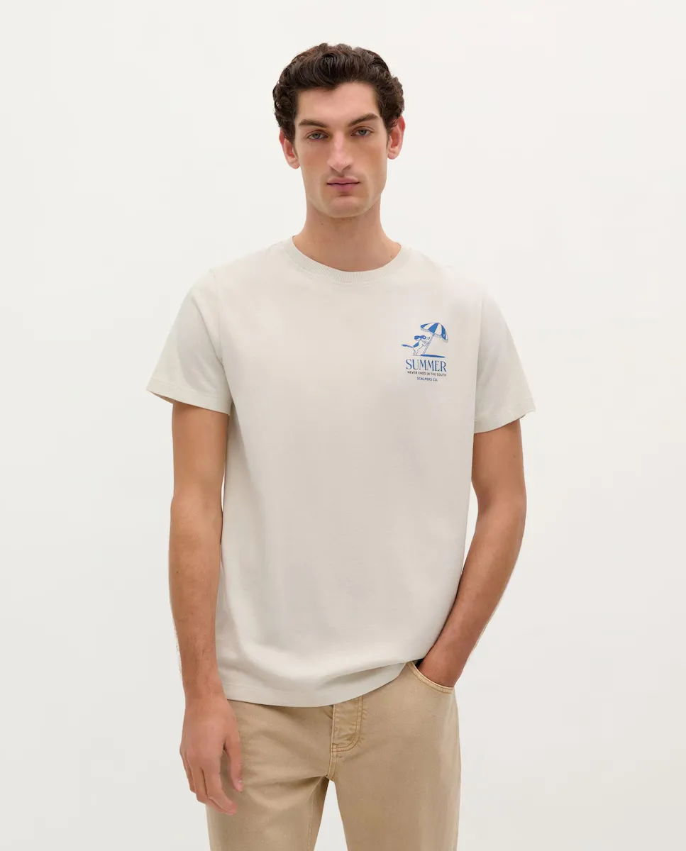Мужская хлопковая футболка с коротким рукавом Scalpers, бежевый/белый
Мужская хлопковая футболка с коротким рукавом Scalpers, бежевый/белый