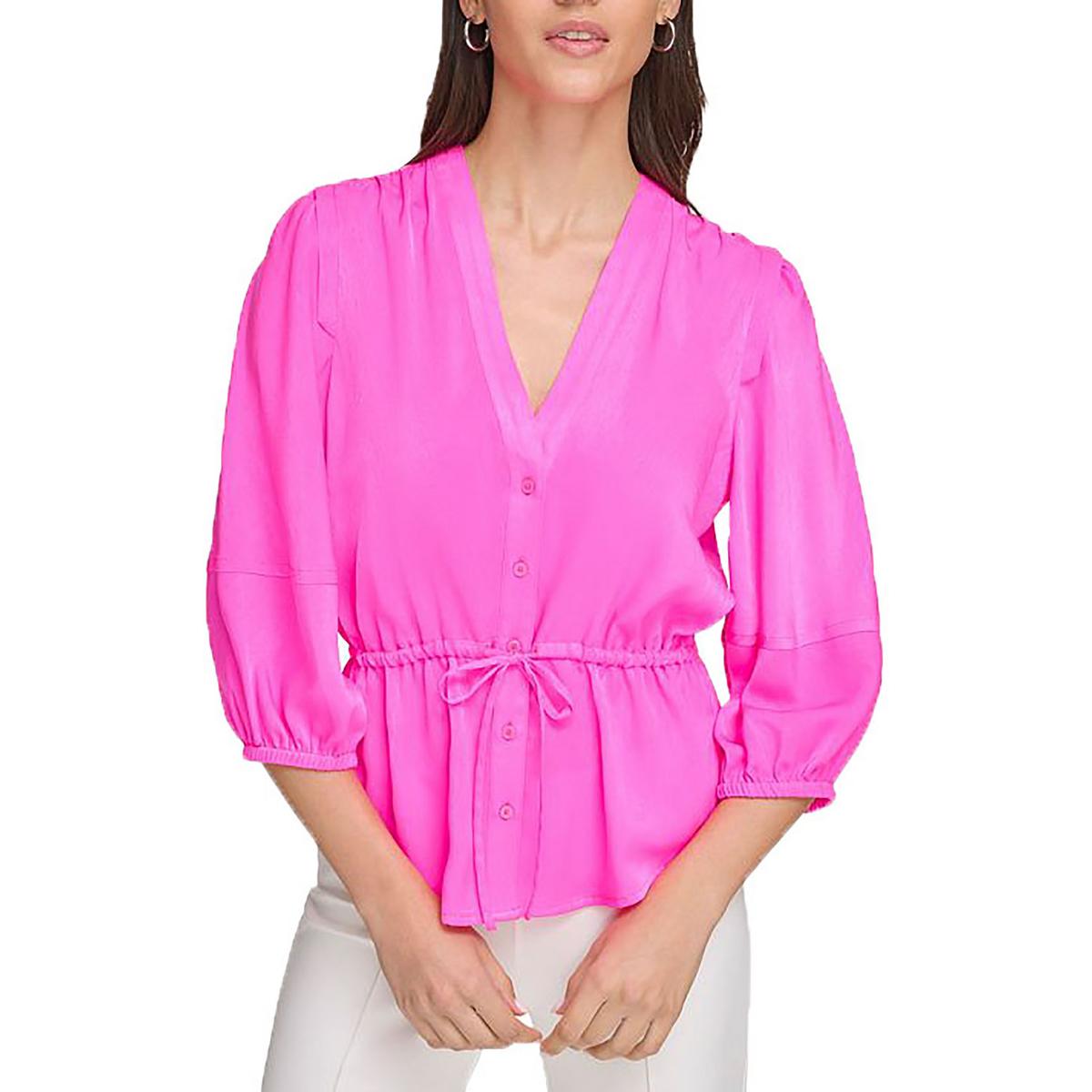 Женский топ с V-образным вырезом и застежкой на пуговицы DKNY, цвет shocking pink
Женский топ с V-образным вырезом и застежкой на пуговицы DKNY, цвет shocking pink