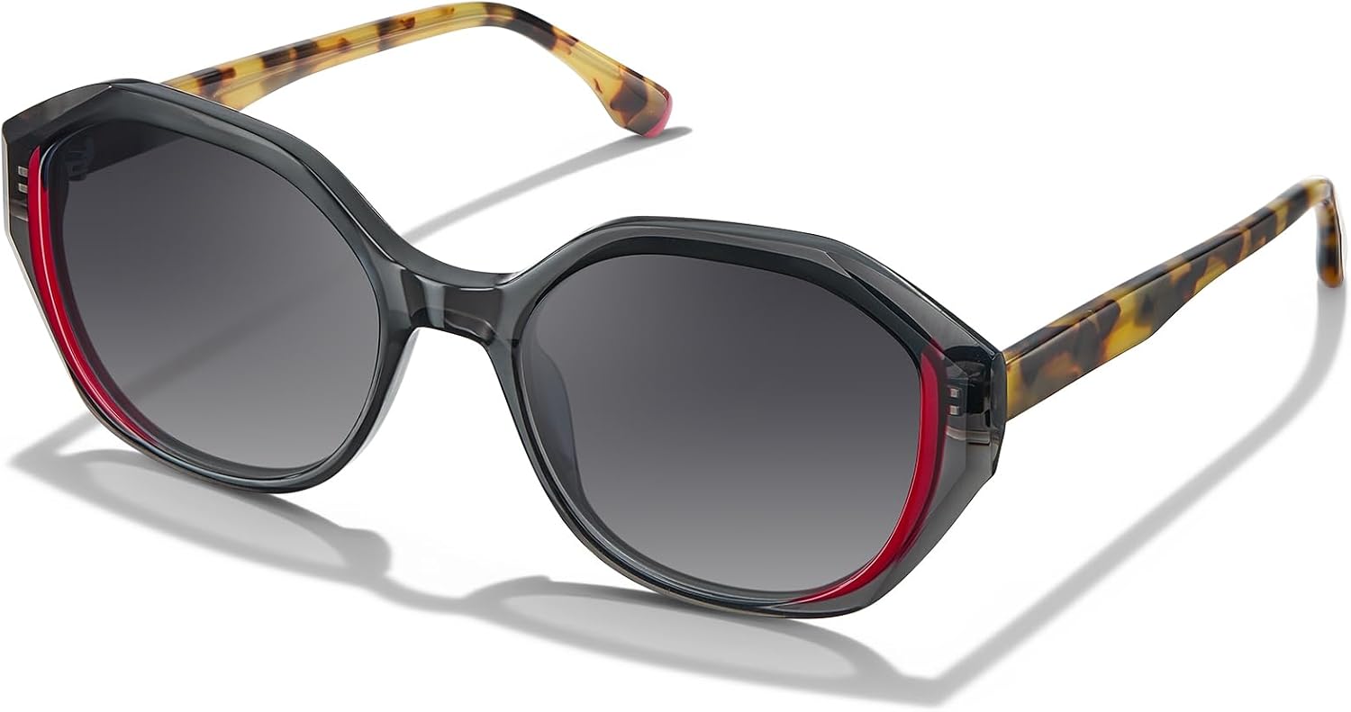 Солнцезащитные очки AVAWAY для женщин, поляризованные, с защитой UV400 — дизайнерская многоугольная ацетатная оправа и ретро-стиль с цветовыми блоками, C01:translucent Gray Frame With Black + Red & Gradient Gray Lenses
Солнцезащитные очки AVAWAY для женщин, поляризованные, с защитой UV400 — дизайнерская многоугольная ацетатная оправа и ретро-стиль с цветовыми блоками, C01:translucent Gray Frame With Black + Red & Gradient Gray Lenses