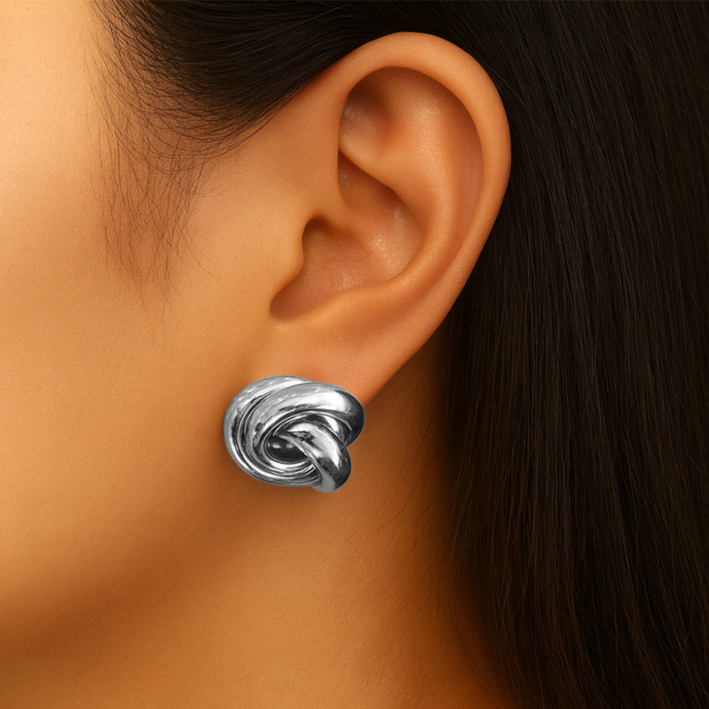 Серьги-гвоздики «Любовный узел» из белого золота Fashnzfab, серебряный
Серьги-гвоздики «Любовный узел» из белого золота Fashnzfab, серебряный