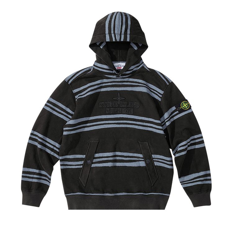 Толстовка Supreme x Stone Island Warp Stripe Hooded Sweatshirt 'Black', черный 
Толстовка Supreme x Stone Island Warp Stripe Hooded Sweatshirt 'Black', черный