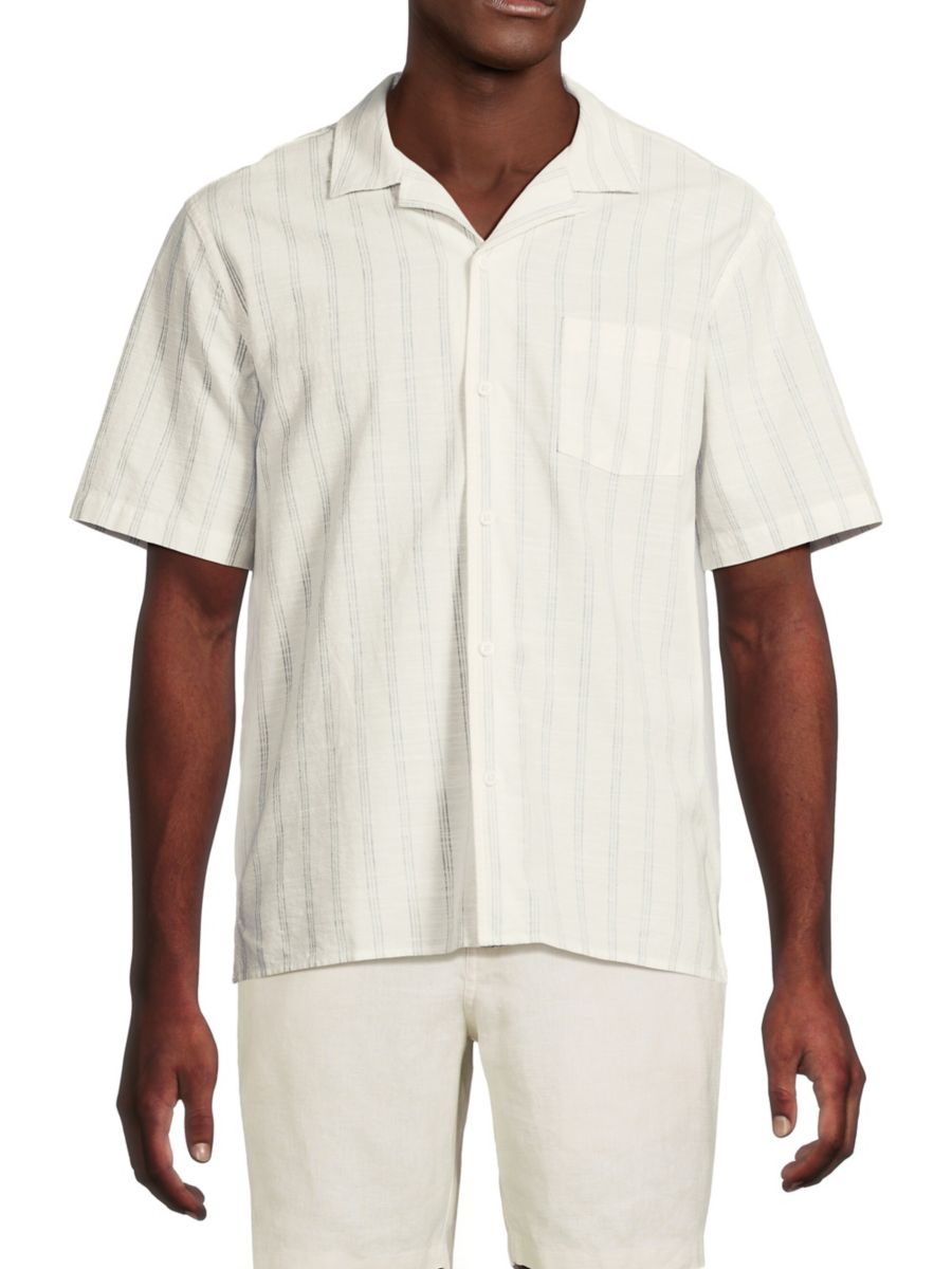 Рубашка из хлопка и льна в полоску для отпуска Onia, цвет White Light Blue
Рубашка из хлопка и льна в полоску для отпуска Onia, цвет White Light Blue