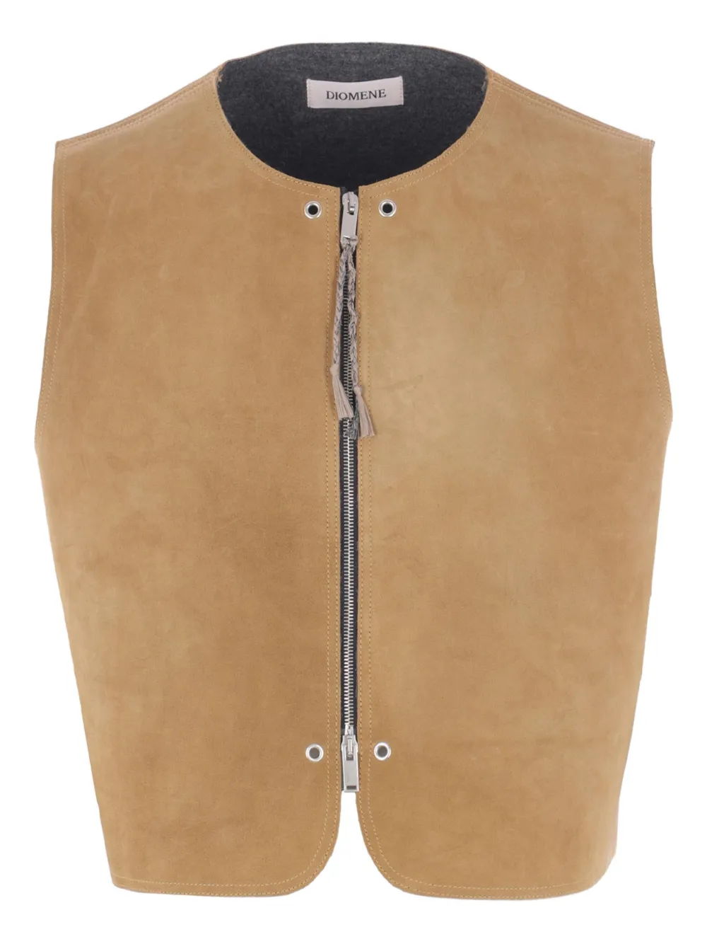 Замшевый жилет с двойной застежкой-молнией Diomene, коричневый
Замшевый жилет с двойной застежкой-молнией Diomene, коричневый