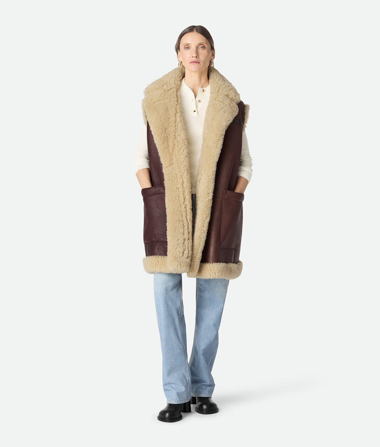 Leather and shearling gilet BOTTEGA VENETA, береза/красно-коричневый
Leather and shearling gilet BOTTEGA VENETA, береза/красно-коричневый