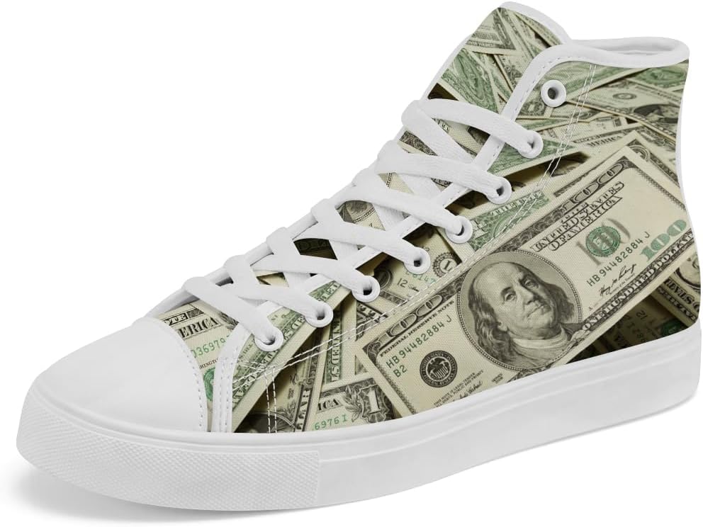 Высокие кеды из холста с долларовым принтом для мужчин и женщин, высокие кроссовки на шнуровке, повседневная обувь, подарок для него и нее Chebing, зеленый
Высокие кеды из холста с долларовым принтом для мужчин и женщин, высокие кроссовки на шнуровке, повседневная обувь, подарок для него и нее Chebing, зеленый