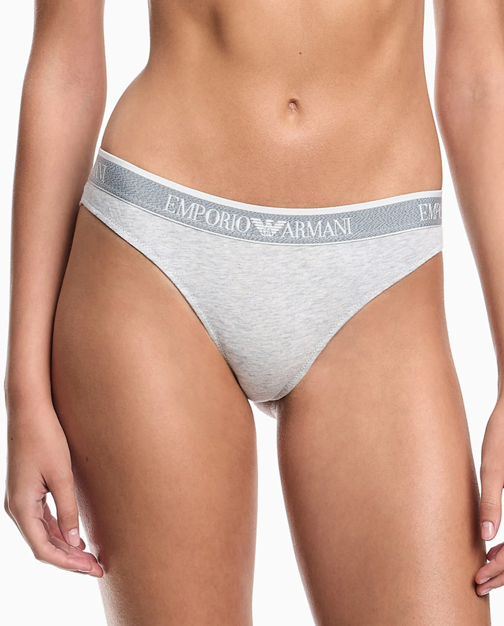 Пара бразильских трусов из хлопка "Iconic Logoband" Armani, серый 
Пара бразильских трусов из хлопка "Iconic Logoband" Armani, серый