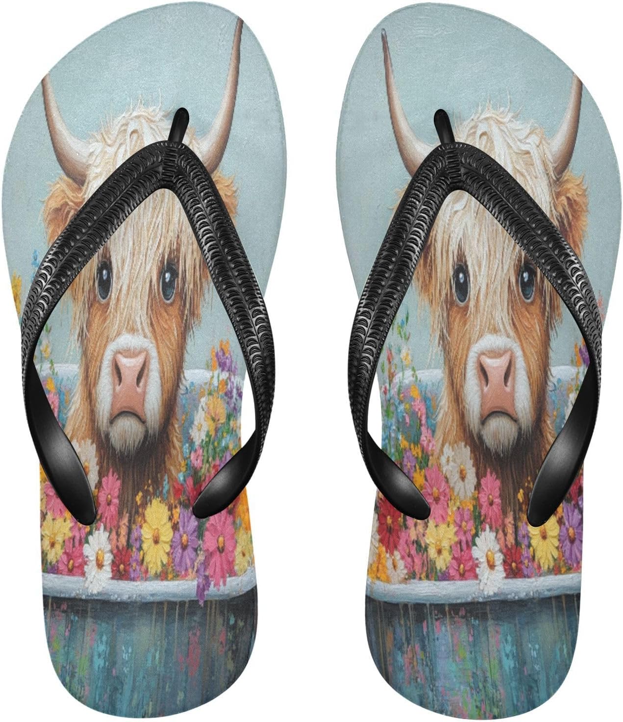 Мужские пляжные шлепанцы с фантазийным рисунком высокогорного быка, цветочный рисунок, бирюзового цвета, резиновые, нескользящие, летние сланцы для прогулок Sinestour
Мужские пляжные шлепанцы с фантазийным рисунком высокогорного быка, цветочный рисунок, бирюзового цвета, резиновые, нескользящие, летние сланцы для прогулок Sinestour
