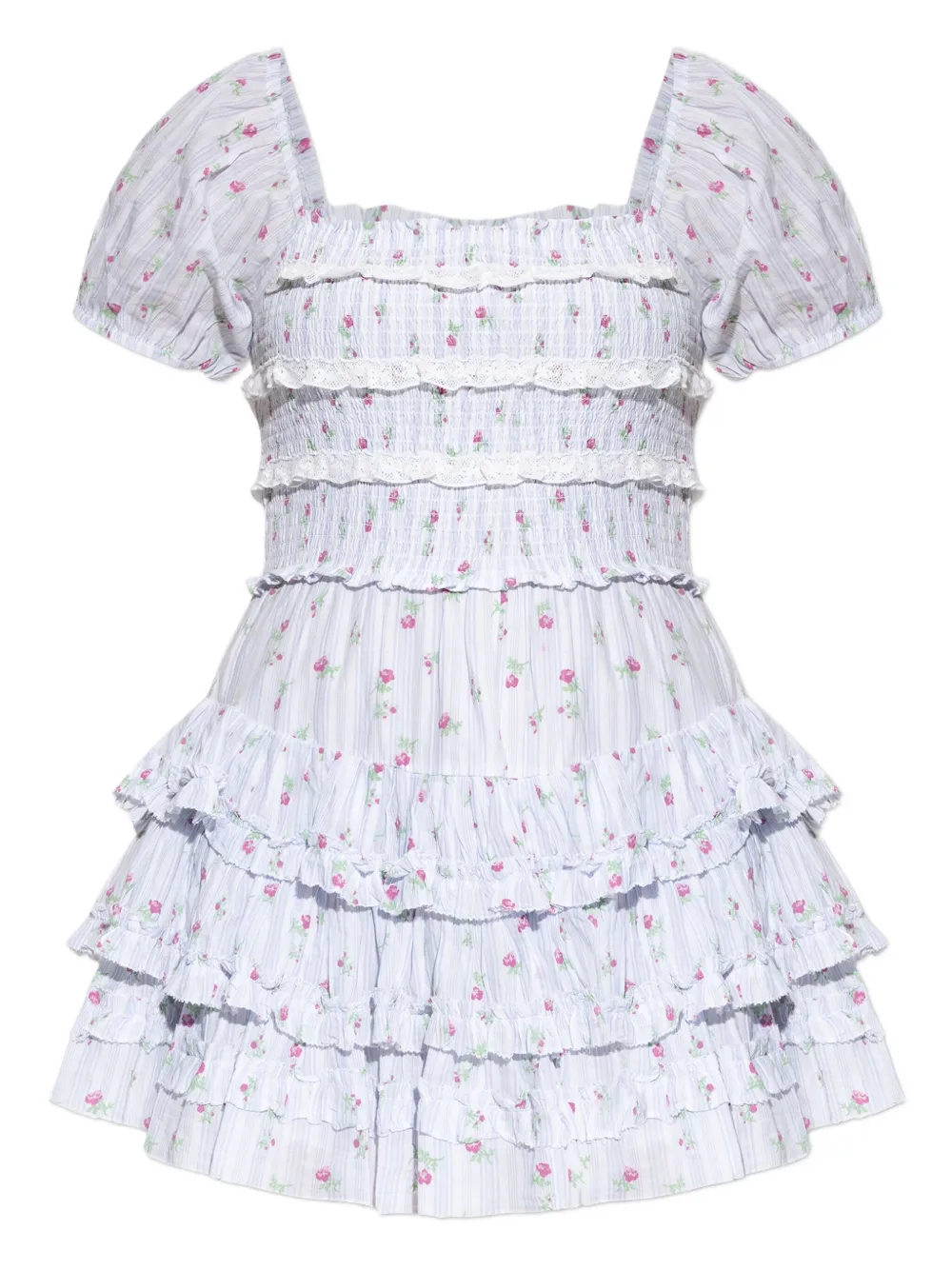 Платье со сборками и цветочным принтом LoveShackFancy, синий
Платье со сборками и цветочным принтом LoveShackFancy, синий