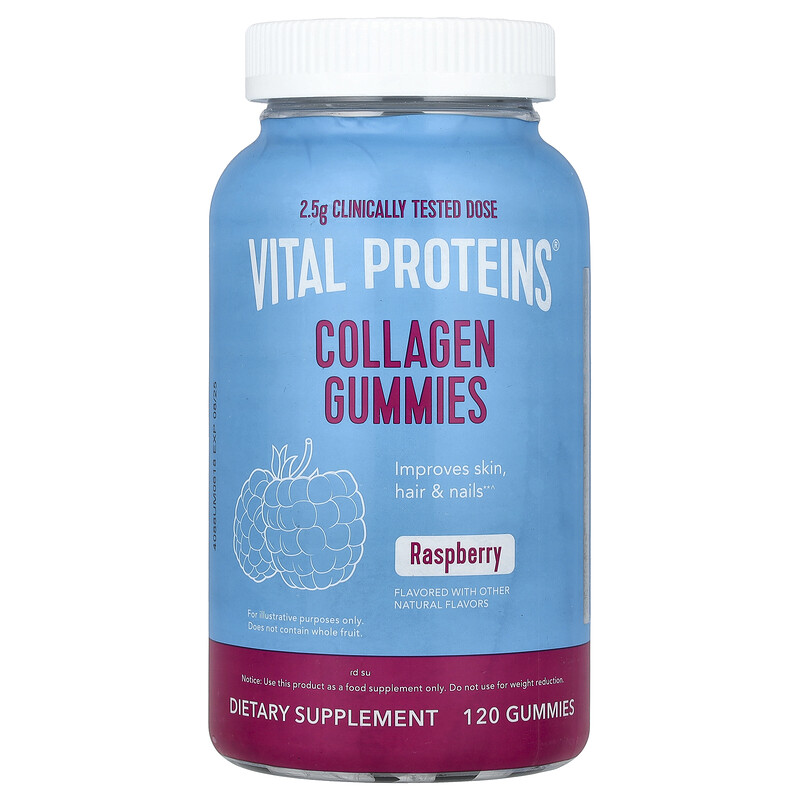 Vital Proteins, Жевательные мармеладки с коллагеном, малина, 2,5 г, 120 жевательных мармеладок (0,6 г в 1 жевательной мармеладке)
Vital Proteins, Жевательные мармеладки с коллагеном, малина, 2,5 г, 120 жевательных мармеладок (0,6 г в 1 жевательной мармеладке)