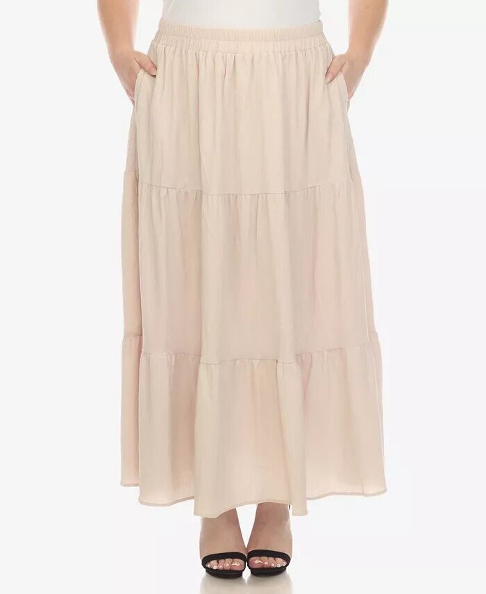 Многоярусная длинная юбка больших размеров со складками White Mark, бежевый
Многоярусная длинная юбка больших размеров со складками White Mark, бежевый