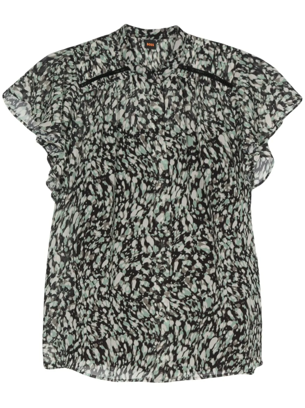 Рубашка с графичным принтом и сборками BOSS, зеленый 
Рубашка с графичным принтом и сборками BOSS, зеленый