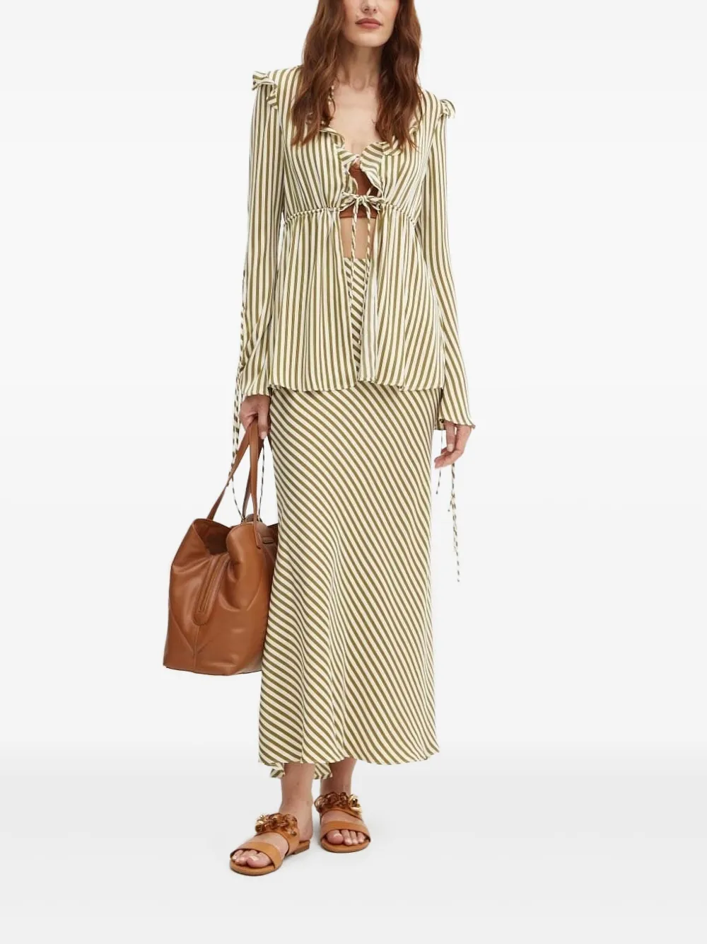 Блузка в полоску Bardot, зеленый 
Блузка в полоску Bardot, зеленый