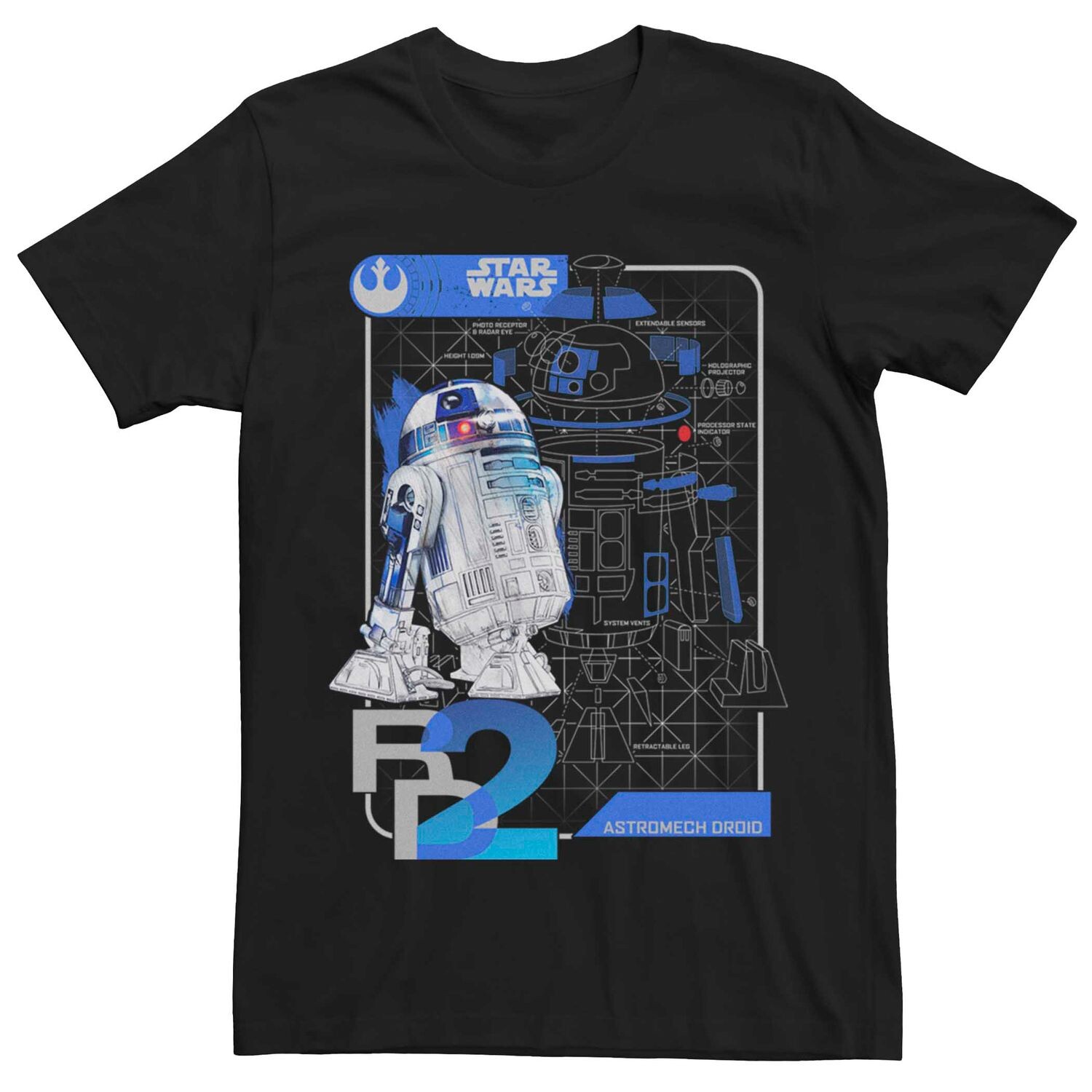 Мужская футболка с плакатом и принтом «Звездные войны R2-D2», Черная Licensed Character, черный
Мужская футболка с плакатом и принтом «Звездные войны R2-D2», Черная Licensed Character, черный