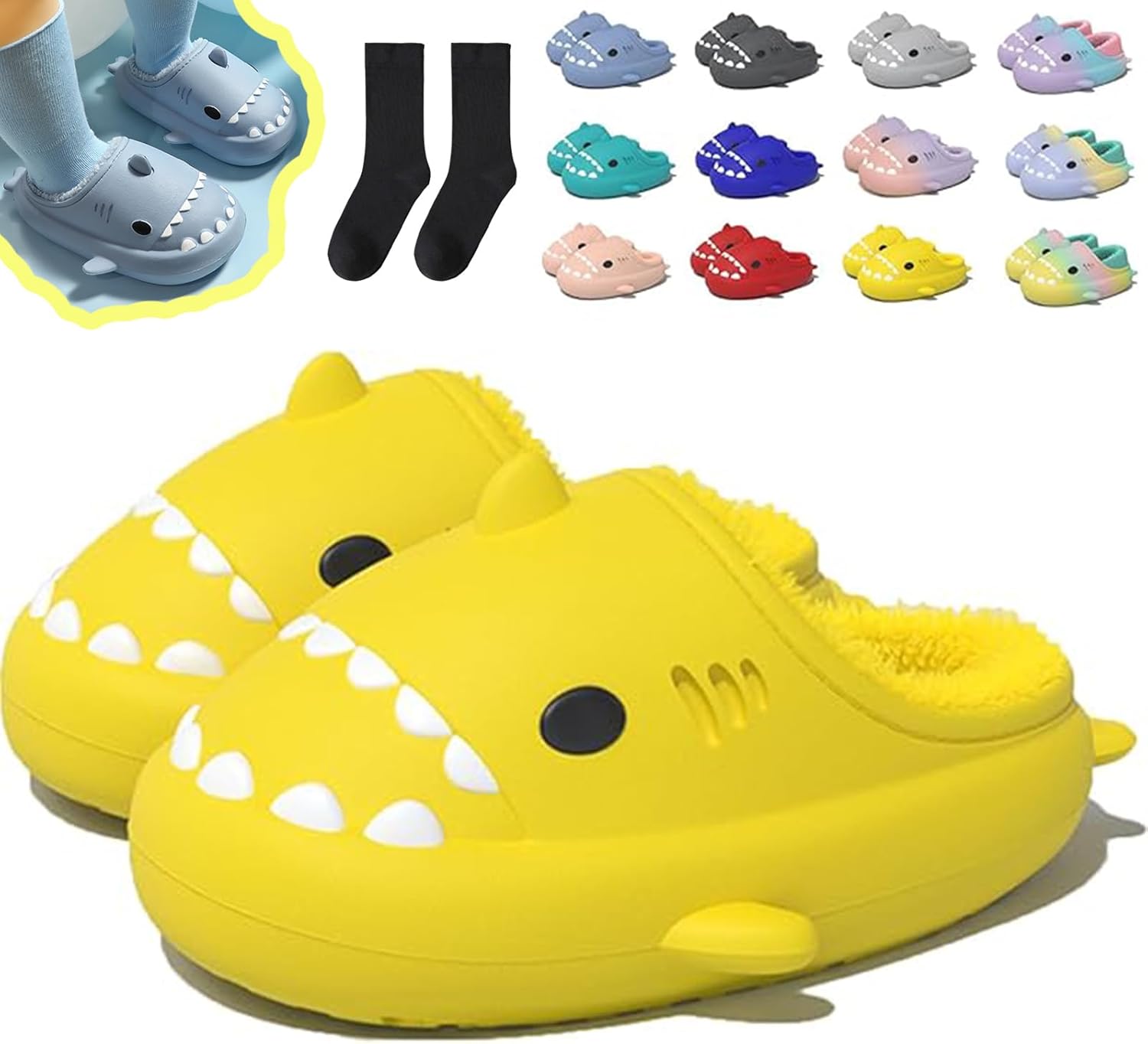 Зимние тапочки в виде акулы, тапочки с акулой со съемной плюшевой подкладкой, теплые зимние плюшевые удобные нескользящие шлепанцы Generic, желтый
Зимние тапочки в виде акулы, тапочки с акулой со съемной плюшевой подкладкой, теплые зимние плюшевые удобные нескользящие шлепанцы Generic, желтый