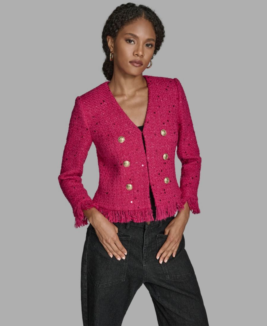 Женская подростковая куртка с V-образным вырезом, бахромой и пайетками BCBG, Sorbet Fuchsia
Женская подростковая куртка с V-образным вырезом, бахромой и пайетками BCBG, Sorbet Fuchsia