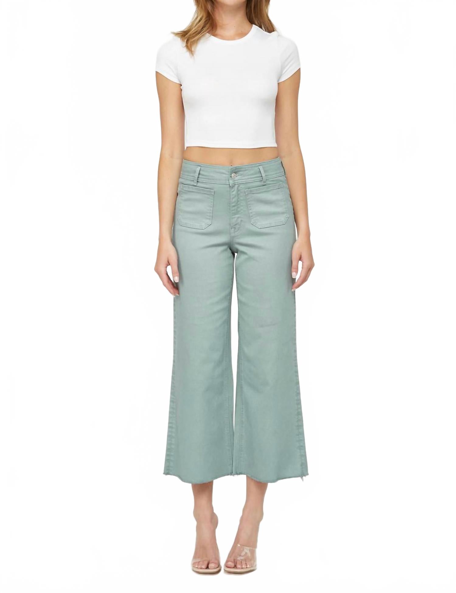 Женские укороченные брюки-клеш мятного цвета Mica denim
Женские укороченные брюки-клеш мятного цвета Mica denim