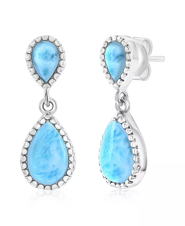 Серебряные серьги с двойным ларимаром грушевидной формы с бисерной каймой Caribbean Treasures, larimar
Серебряные серьги с двойным ларимаром грушевидной формы с бисерной каймой Caribbean Treasures, larimar