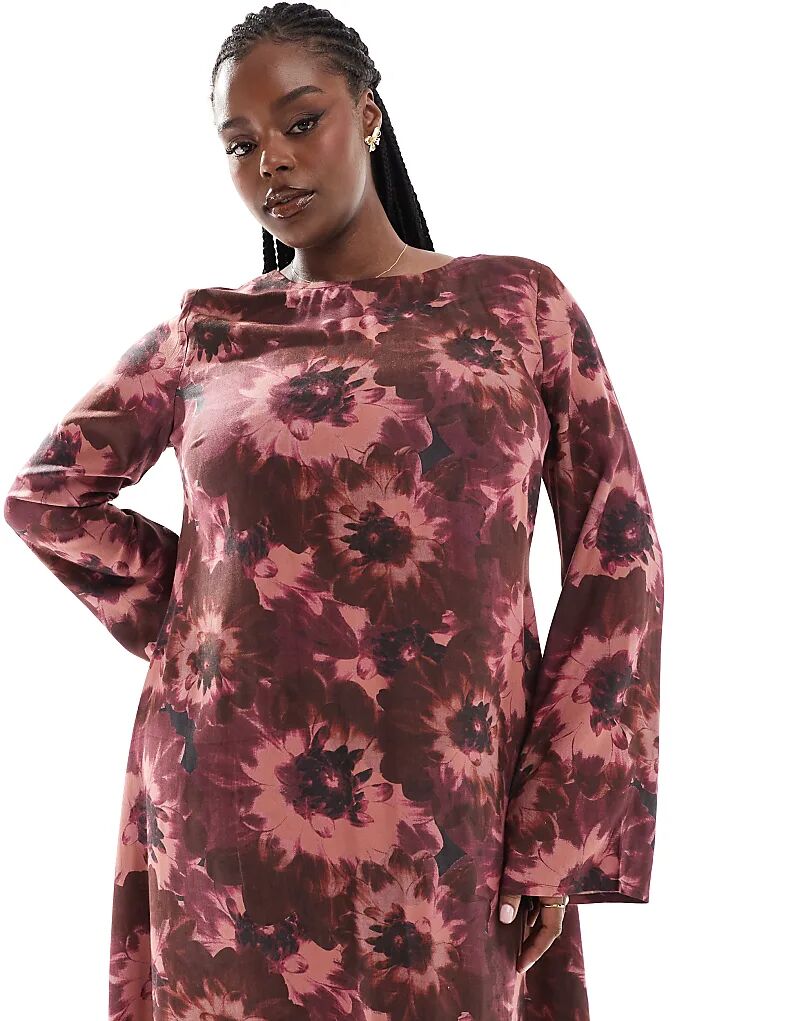 Платье миди из вискозы с косым вырезом и V-образным вырезом на спине с красным размытым цветочным принтом ASOS
Платье миди из вискозы с косым вырезом и V-образным вырезом на спине с красным размытым цветочным принтом ASOS