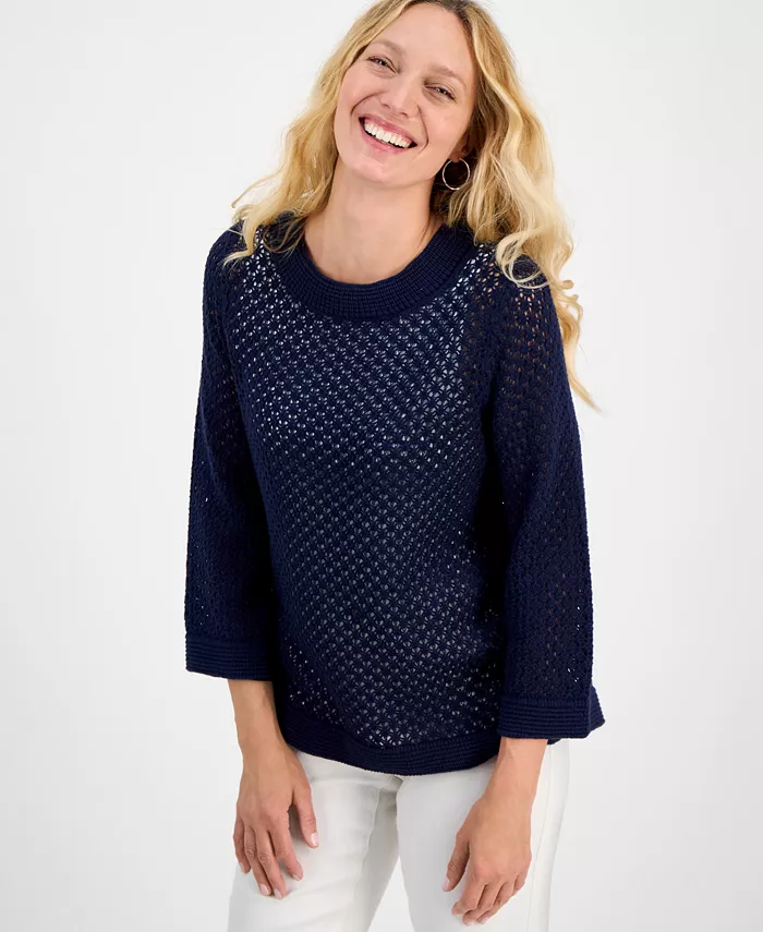 Женский хлопковый джемпер с открытой вязкой и рукавом 3/4 Style & Co, синий
Женский хлопковый джемпер с открытой вязкой и рукавом 3/4 Style & Co, синий