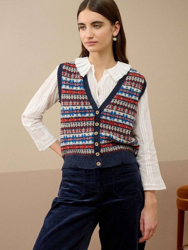 Кардиган без рукавов Fair Isle из чистой шерсти Brora, Navy/Multi
Кардиган без рукавов Fair Isle из чистой шерсти Brora, Navy/Multi