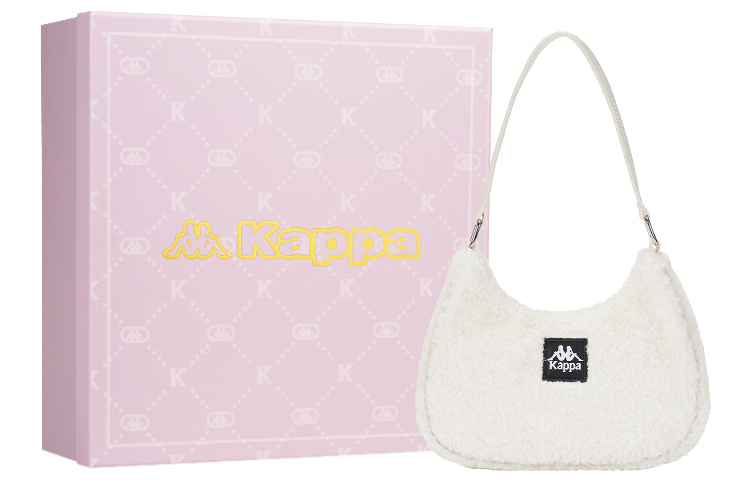 Kappa Шерпа плюшевая дорожная сумка Маджонг сумка Женская ручная кладь через плечо Белая черная, White Box