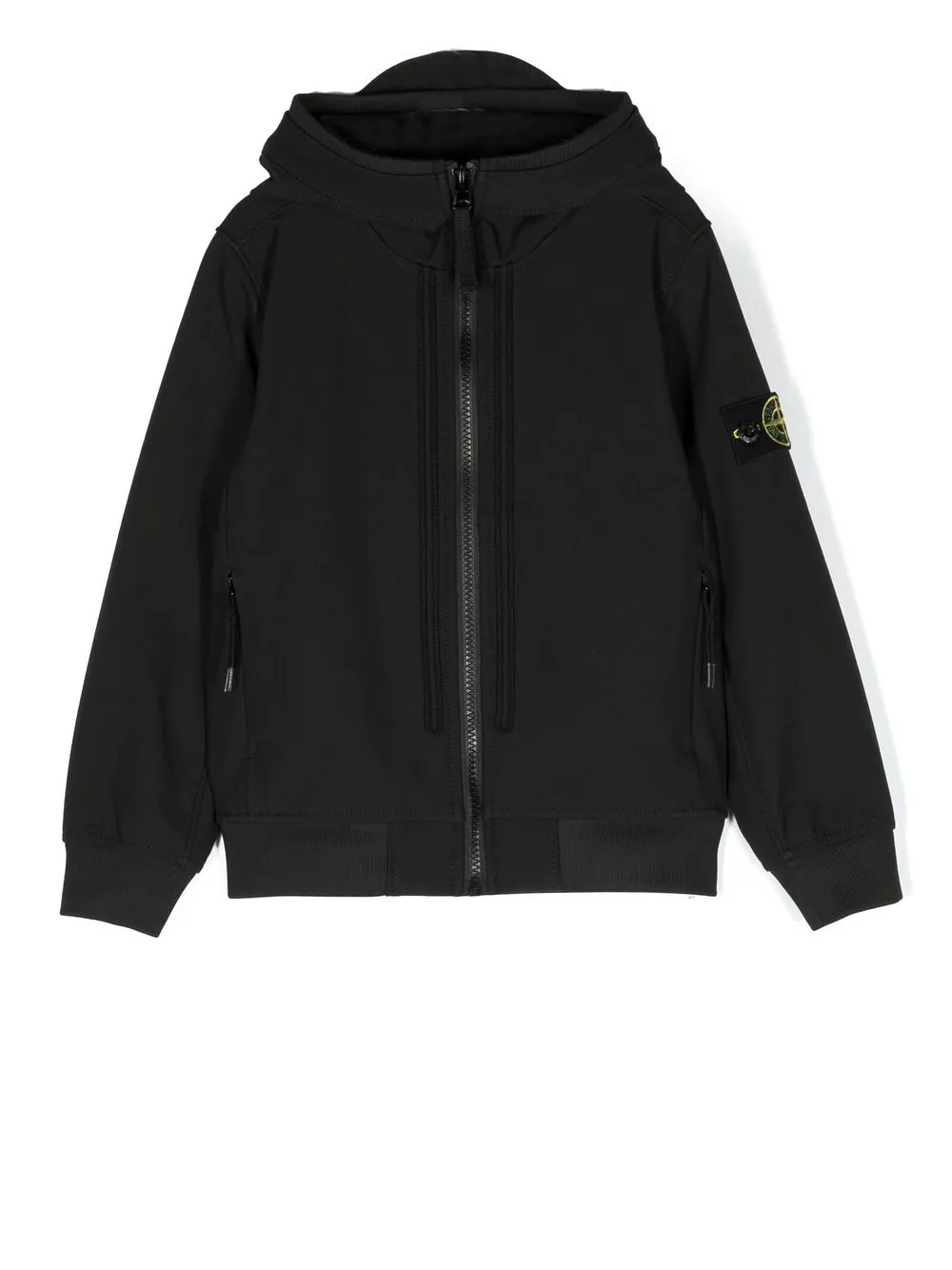 Куртка на молнии с нашивкой-логотипом Stone Island Junior, черный 
Куртка на молнии с нашивкой-логотипом Stone Island Junior, черный