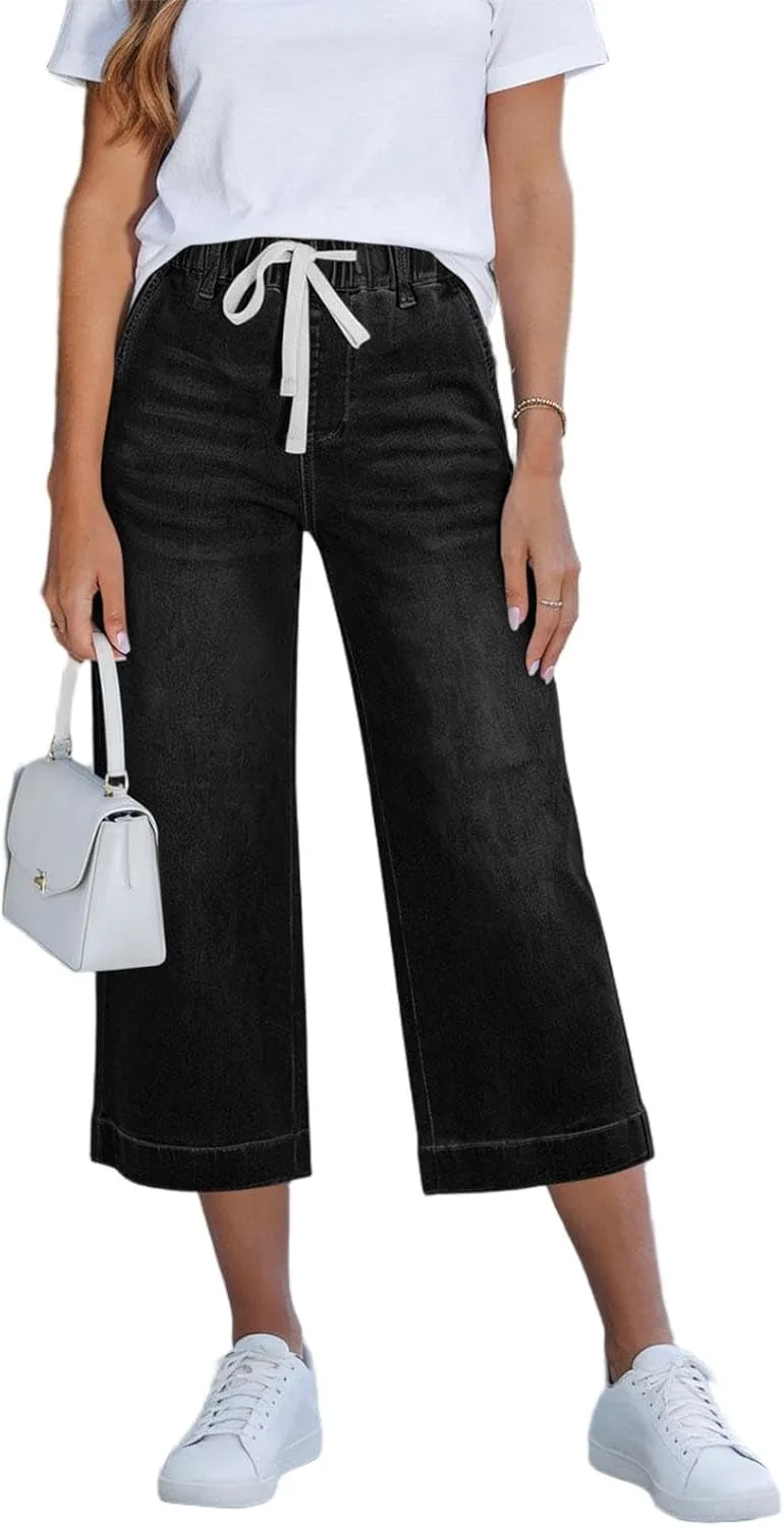 Джинсы Capri для женщин с высокой талией и широкими штанинами
Джинсы Capri для женщин с высокой талией и широкими штанинами