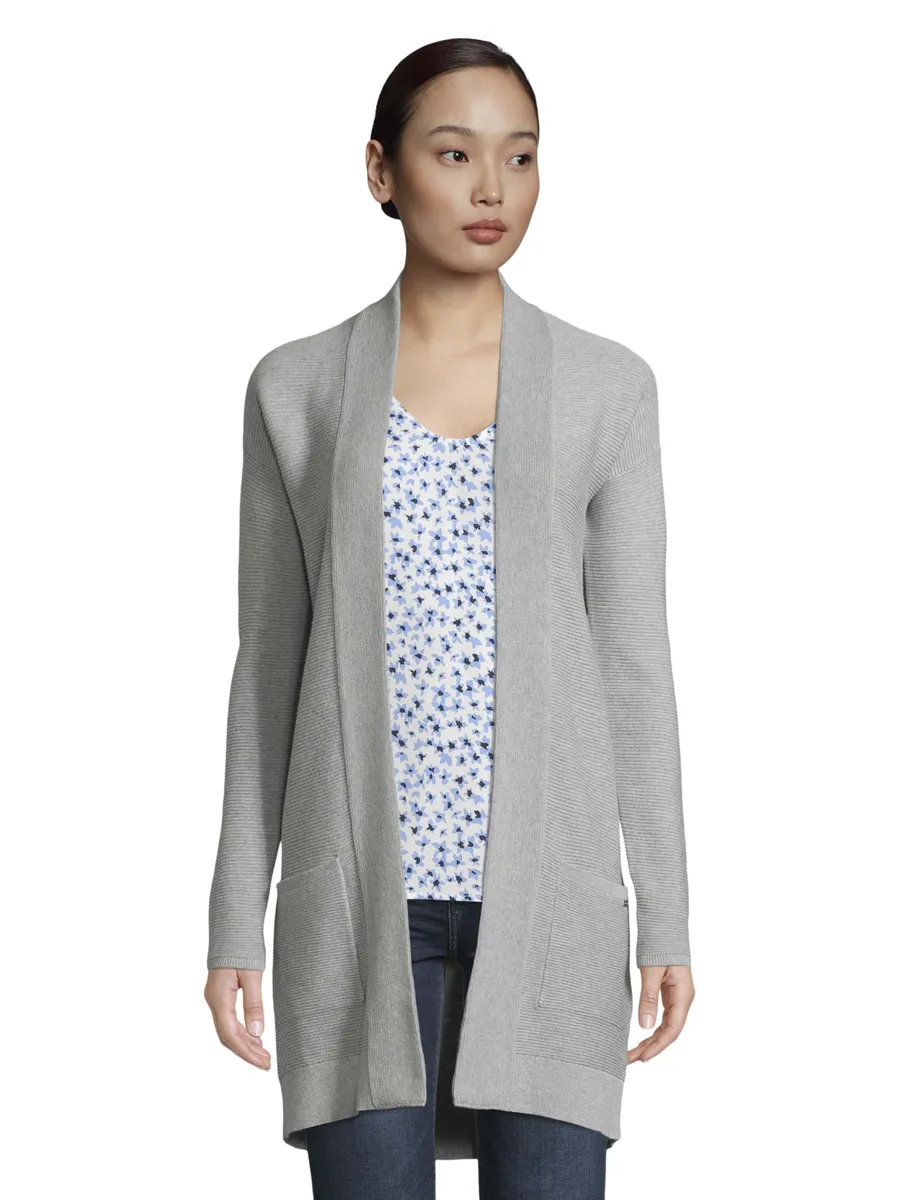 Длинный кардиган TOM TAILOR из ребристой вязки с накладными карманами, серый
Длинный кардиган TOM TAILOR из ребристой вязки с накладными карманами, серый